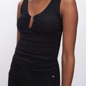 Good American NWT SLINKY JERSEY U BAR TANK TOP Black Size M